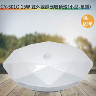 CY-501G 15W紅外線感應吸頂燈【小型-星鑽-臺灣製造-滿1500元以上即送LED燈泡】