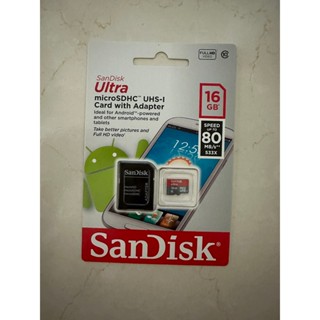 SanDisk Ultra microSDHC UHS-I 16G 記憶卡 (含轉卡)