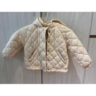 Zara童裝 米白色連帽鋪面外套（尺寸98）