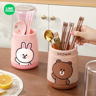 ✨ LINE FRIENDS 筷子桶 收納桶 收納盒 筷子盒 瀝水筷子桶 BROWN 熊大