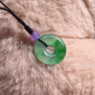 高冰種瑩光陽綠平安扣❤️a貨翡翠