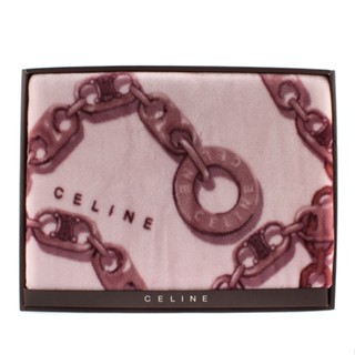 CELINE經典鎖鏈圖保暖絨毛大蓋毯/毛毯禮盒(紫紅)084037-10｜GoBrand購名牌