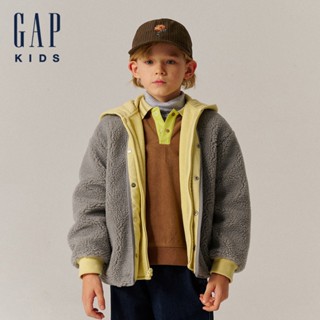 Gap 男幼童裝 Logo刺繡連帽外套-灰色(644706)