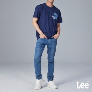 lee 706 涼感 彈性低腰合身窄管牛仔褲 男 modern 中藍 lb317007452