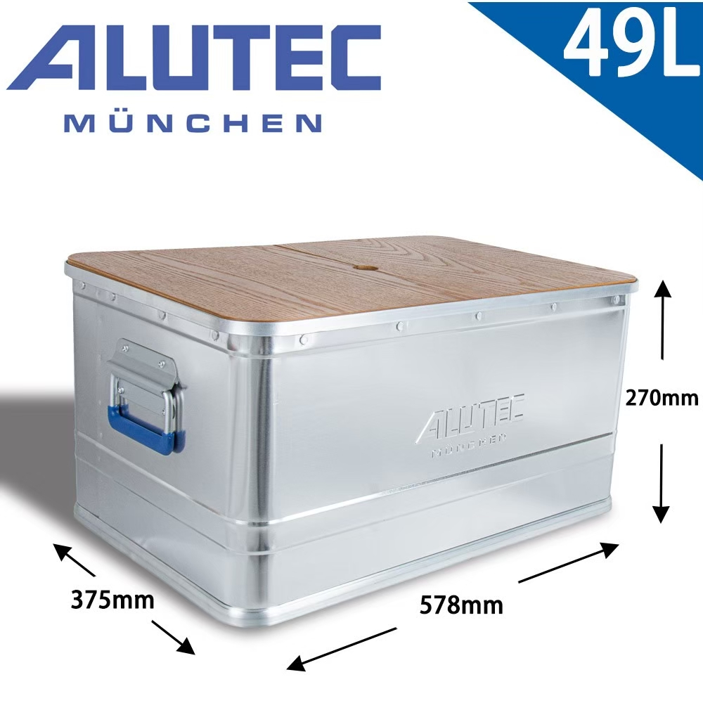 【CampingBar】德國ALUTEC 輕量化鋁箱 Logic 49L＋原木蓋板