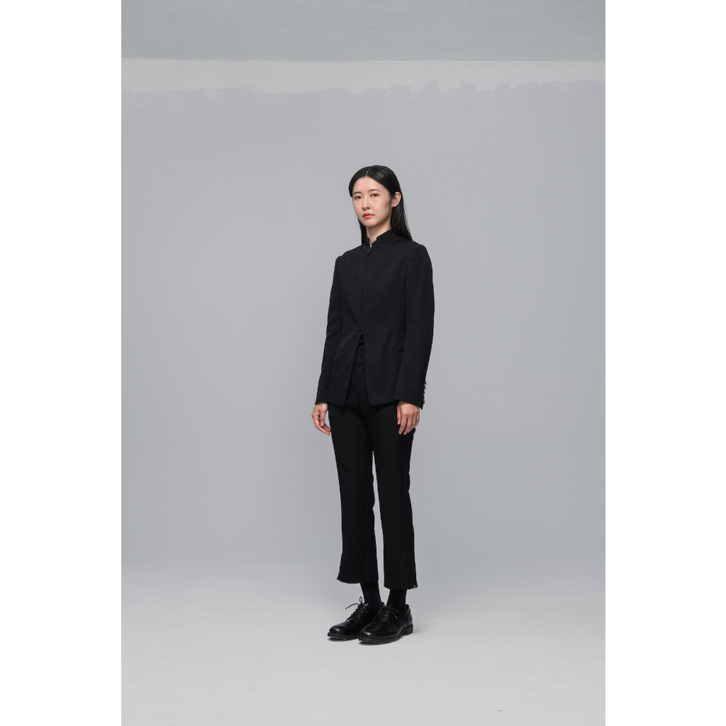 (YAMA.CO) Yohji Yamamoto Femme - 羊毛華達尼 下擺拉鍊修身褲 窄褲 直筒褲 暗黑 簡約