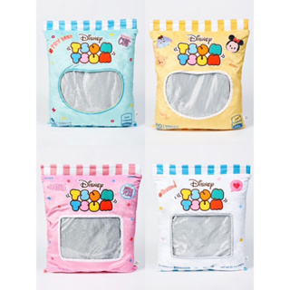 迪士尼 Tsum Tsum可愛糖果袋抱枕 絨毛玩具 4款 少女粉紅色/活力橙色/溫柔白色/冰涼淡藍色 可挑款 收藏