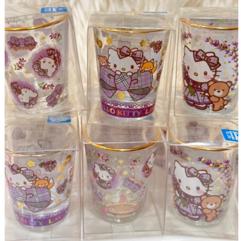 日本進口Hello Kitty北海道限定薰衣草娃娃玻璃杯組共三款式