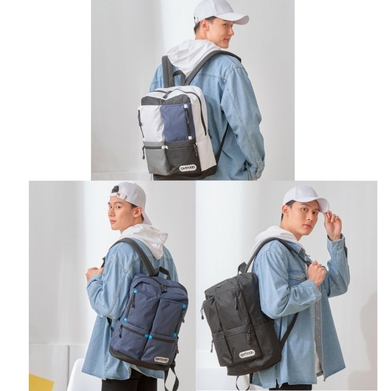 [ OUTDOOR ] 流行時尚 可放15.6吋筆電大後背包 透氣背墊  深藍OD233307CY 黑色BK 拼接色CY