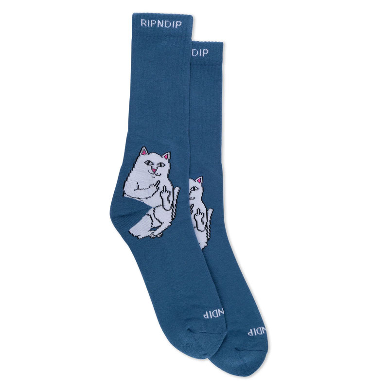 RIPNDIP 中指貓 RND10294 LORD NERMAL SOCKS 中筒襪 / 小腿襪 (灰藍色) 化學原宿