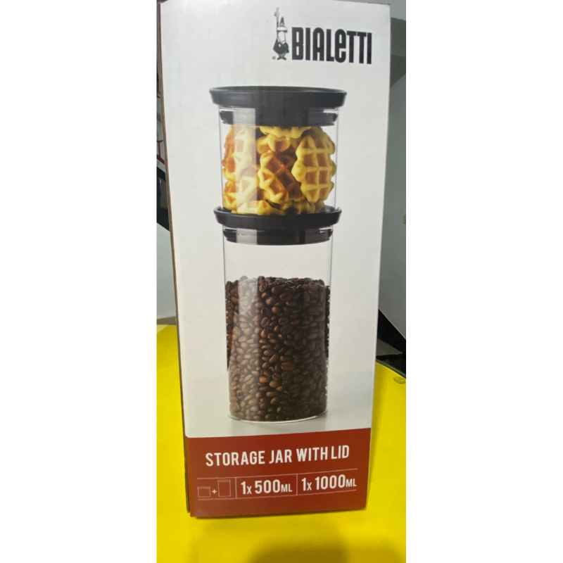 義大利咖啡品牌 Bialetti 玻璃儲物罐兩入組500ml+1000ml /