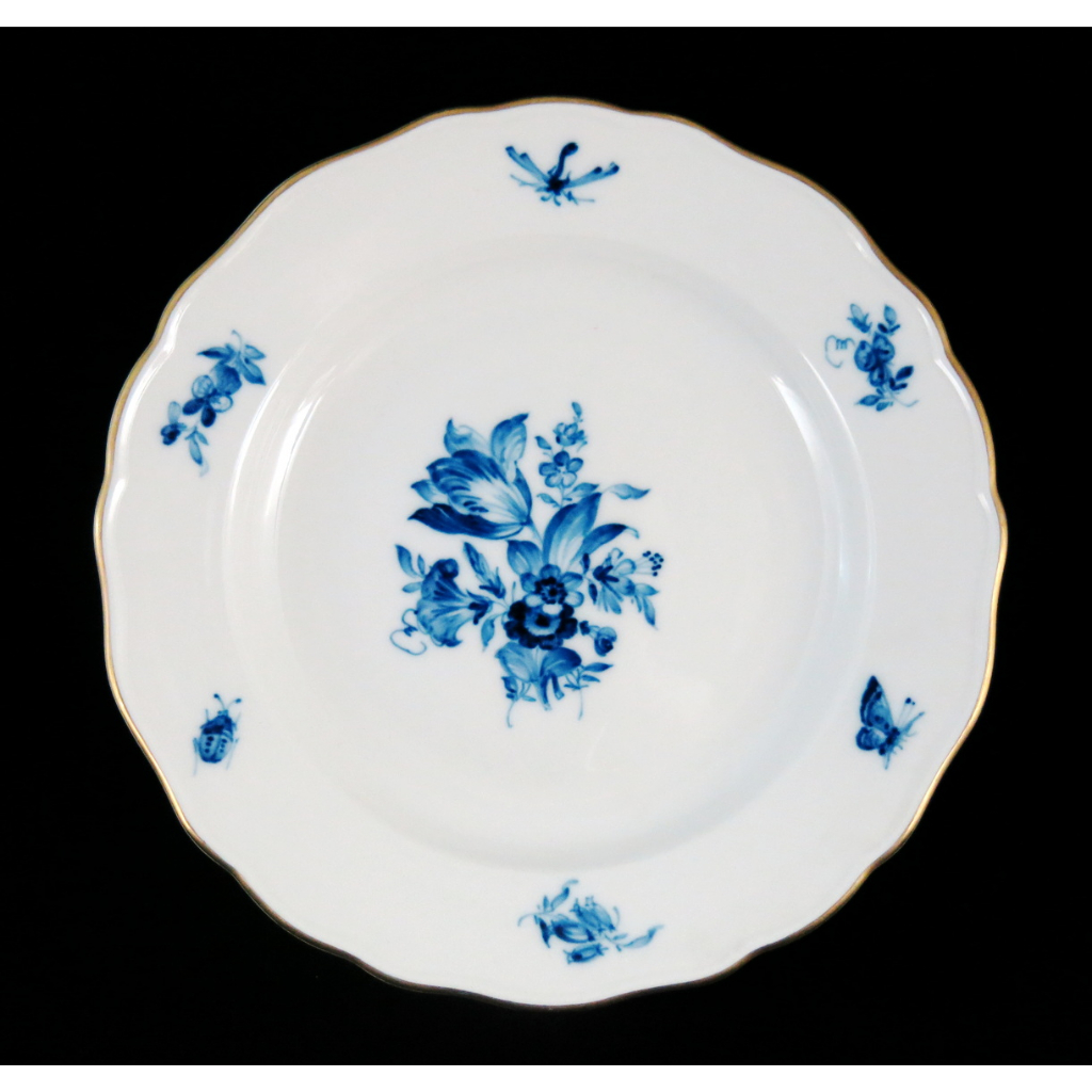 德國麥森Meissen 手繪藍花昆蟲系列瓷盤-B