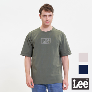 Lee 縫線印花長框大LOGO寬鬆版短T 男 LL220229 橄欖綠ANL 騎士黑K11 奶茶棕97W 深海藍562