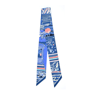 Hermes 愛馬仕 Rayures d Ete 夏季條紋 Twilly 絲巾(藍/玫瑰/白)｜JS Maxx官方旗艦館
