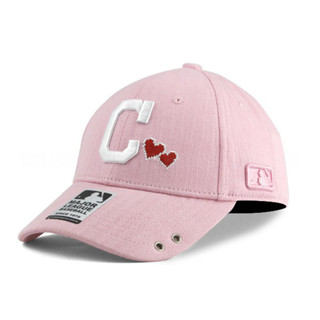 【MLB Old Fashioned Cap】印地安人 人字布 C 粉紅 老帽 愛心【ANGEL NEW ERA 】