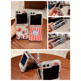 爆米花小熊 三星Galaxy zflip4代 翻蓋手機殼 Samsung zflip5代 zflip3代 摺疊手機殼