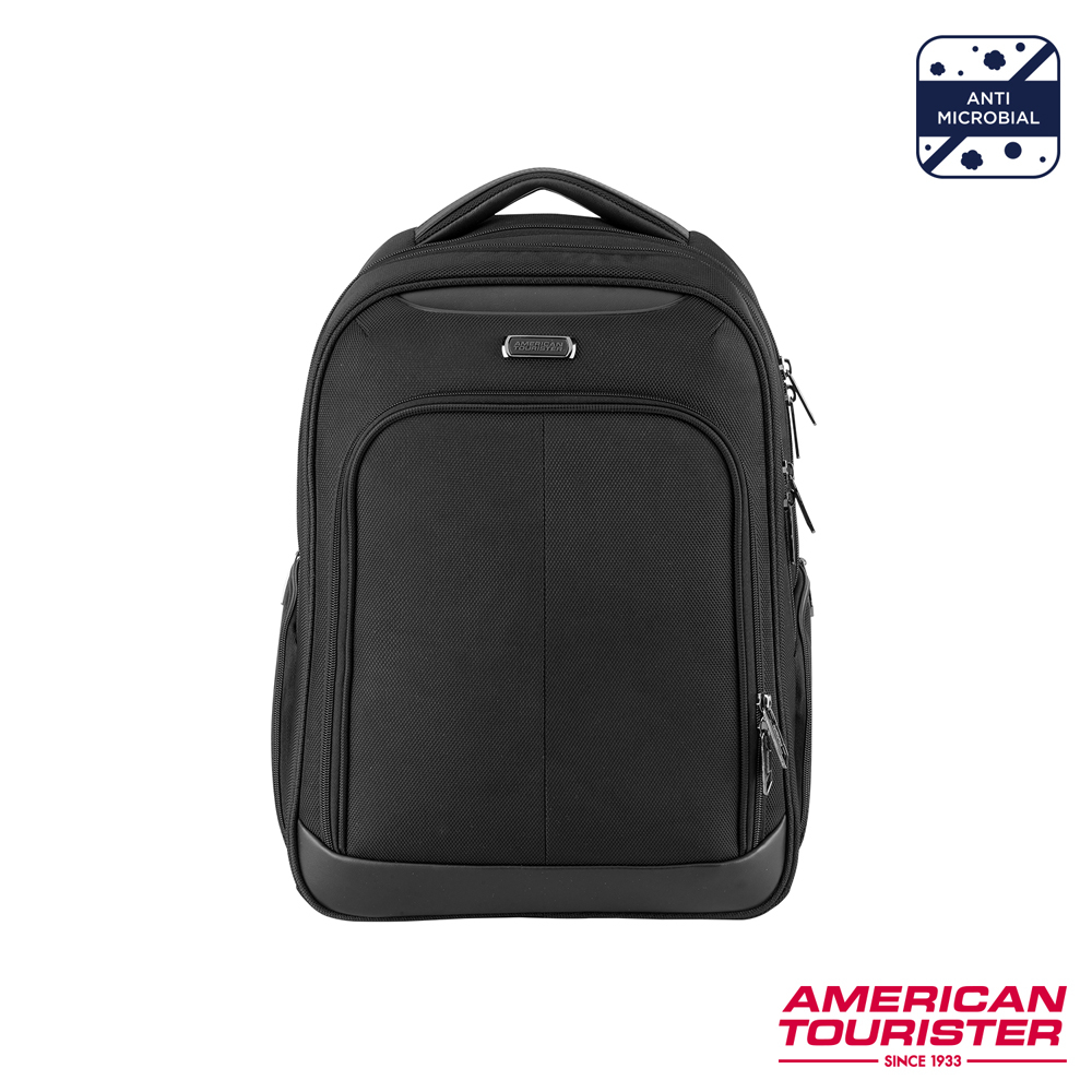 AT美國旅行者 AMERICAN TOURISTER 筆電後背包/電腦包/雙肩包14吋BASS極輕量商務減壓背帶抗菌_黑