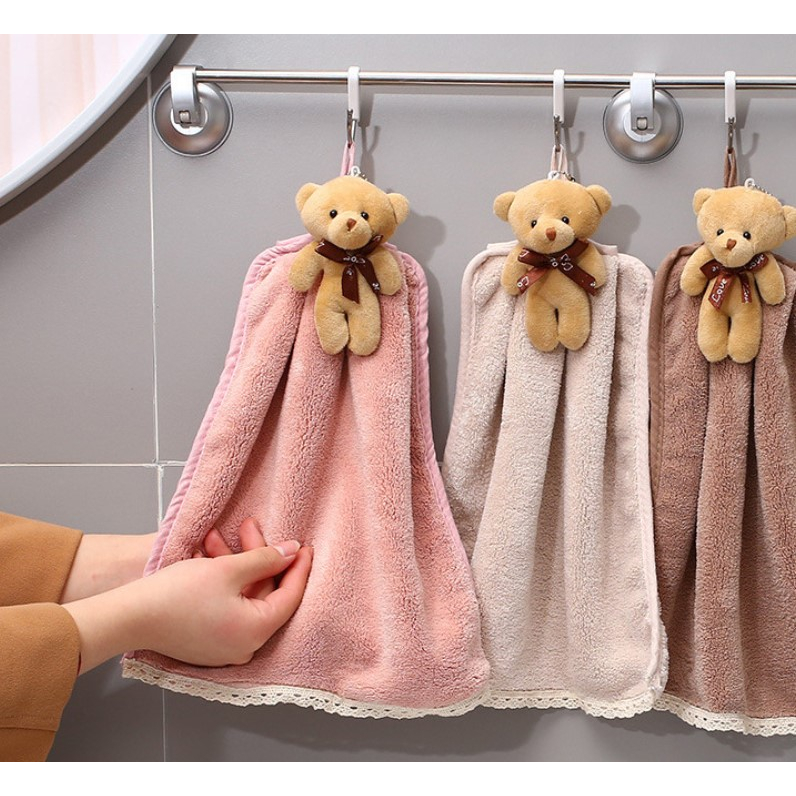 現貨💖小熊娃娃擦手巾 吸水巾 毛巾 珊瑚絨小熊吸水巾 毛巾 手巾 浴巾