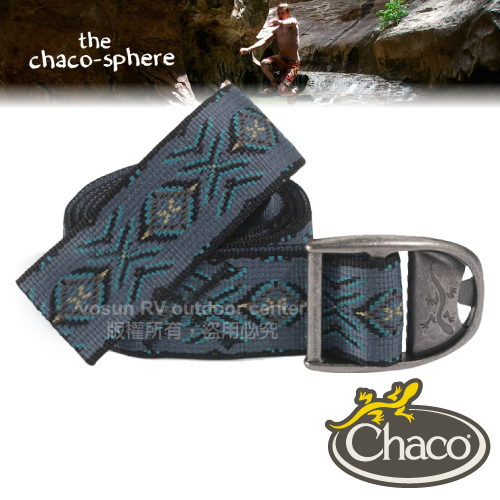 【美國 CHACO】開瓶器圖騰腰帶/內置開瓶器/帆布編織腰帶 皮帶 織帶 金屬扣帶/舒適休閒百搭_爆破藍光_CB009