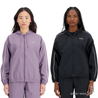 New Balance 女裝 連帽外套 尼龍 口袋 紫/黑【運動世界】WJ33502SHW/WJ33502BK