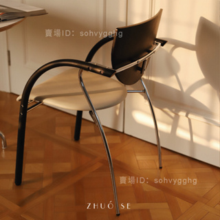 統編-（設計師設計椅）免運-ZHUOSE 黑色索奈特現代簡約家用靠背椅軟包坐墊電腦椅餐桌椅子-高端-輕奢-異形椅F8