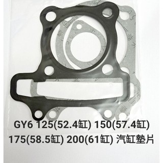 豪邁 豪漢 迪爵 GY6 KDU 125/150/175/200cc 奔騰 三冠王 GP 賓士 G3 G4 汽缸 墊片