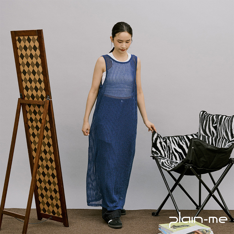 【plain-me】SAAKO 簍空透視連身針織衫 SAA0316-232 &lt;女款 針織 背心 長版上衣&gt;