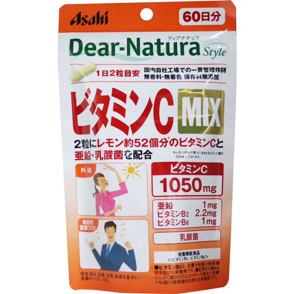 ［日本平行輸入］朝日食品Asahi Dear Natura 維他命C MIX 120粒60日