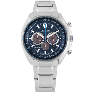CITIZEN / 光動能 三眼計時 日期 防水100米 不鏽鋼手錶 藍色 / CA4560-81L / 44mm