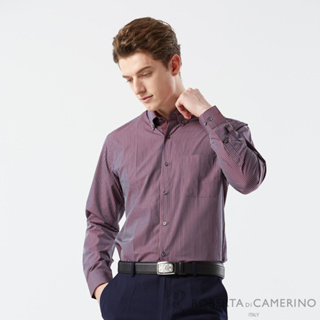 【ROBERTA 諾貝達】男裝 紫橘色條紋長袖襯衫-純棉合身版-奧地利素材 台灣製 RFE30-66