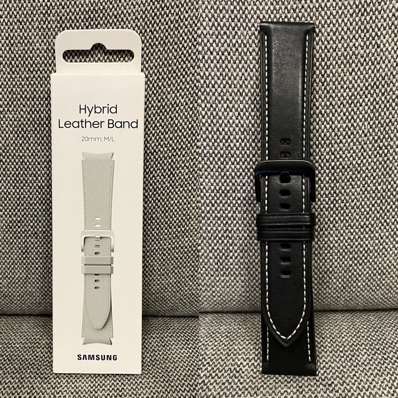 SAMSUNG 三星 原廠Galaxy Watch4 防汗皮革錶帶 Watch3 縫線皮革錶帶 M/L