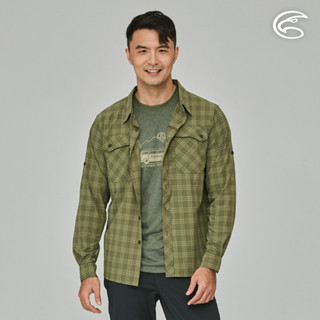 ADISI 男N66四面彈透氣速乾長袖格紋襯衫AL2311066 (M-2XL) 苔綠格｜防曬 抗UV 排汗 快乾 彈性