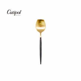 【Cutipol】GOA系列-黑金霧面不銹鋼-13cm糖匙/甜品匙 葡萄牙手工餐具