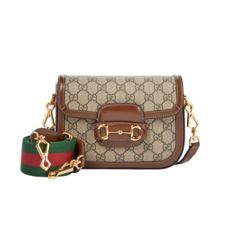 GUCCI Horsebit 1955 Mini 迷你 馬銜扣 雙背帶 肩背包 棕色 658574