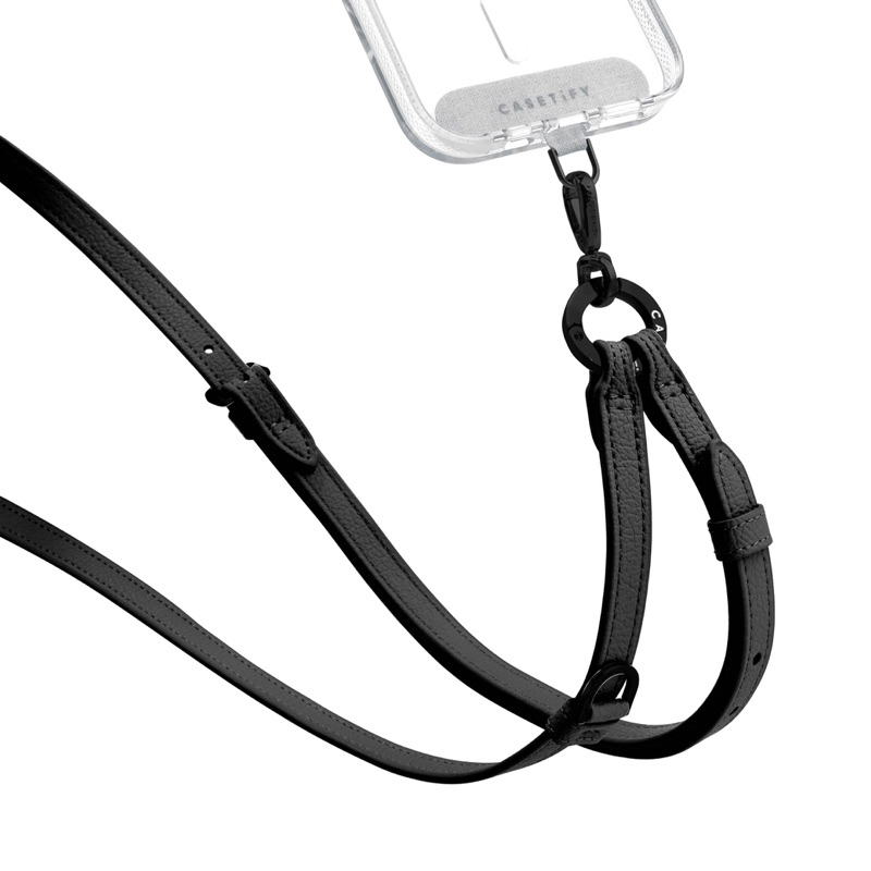 Casetify 設計款黑色皮革背帶手機背帶手機掛繩