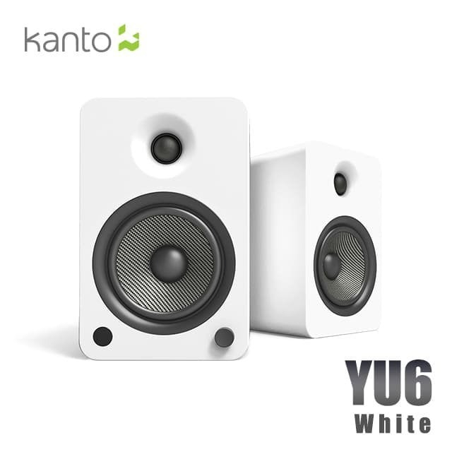 【風雅小舖】【Kanto YU6 藍牙立體聲書架喇叭-白色啞光款】3.5mm立體聲/RCA/光纖/藍牙輸入/內附遙控器