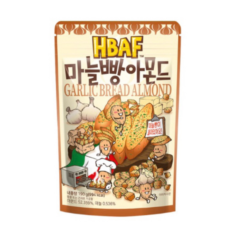 超激推口味！韓國🇰🇷直送 HBAF 杏仁果與大蒜麵包 190G 韓國伴手禮推薦