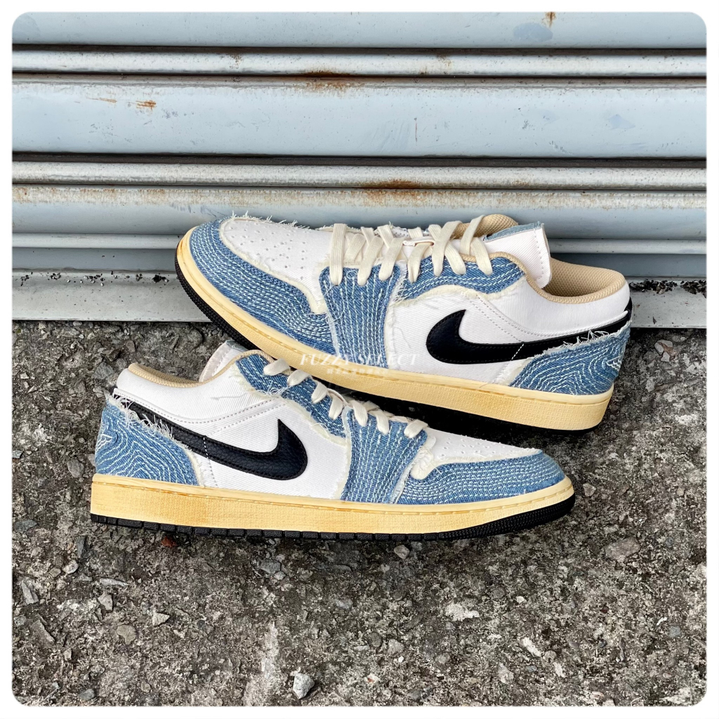 【逢甲 FUZZY】Air Jordan 1 Low Sashiko 仿舊 車縫線 牛仔布 丹寧 FN7670-493