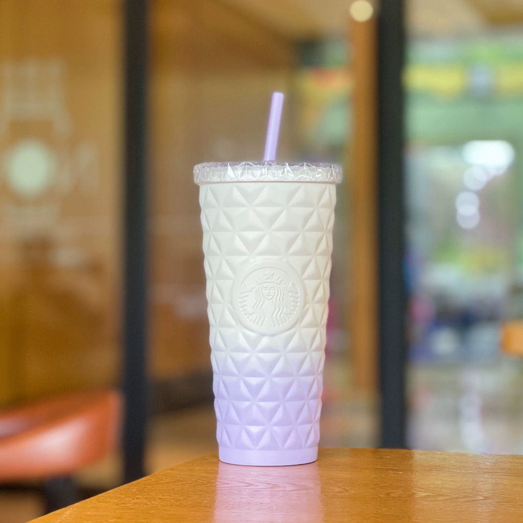 Starbucks官方正品！星巴克杯子2023 591ml紫色漸變款不銹鋼吸管杯咖啡杯果汁珍奶茶奶昔茶水杯