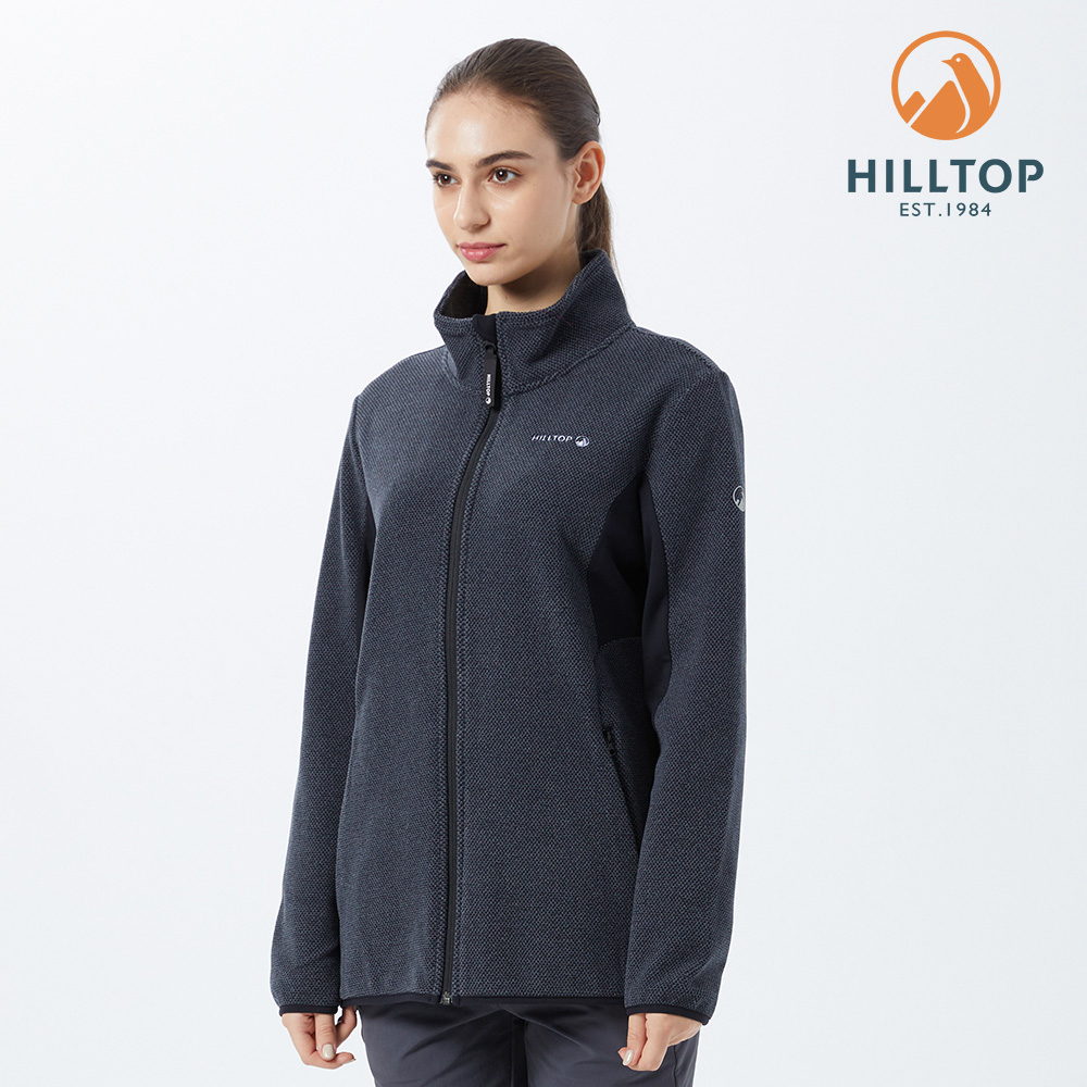 【HILLTOP山頂鳥】Outdoor Pro Fleece 女款石墨烯吸濕快乾保暖刷毛外套 黑PH22XFX5ECA0