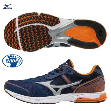 MIZUNO 皇速三代男路跑鞋 WAVE EMPEROR 3 （3E寬楦）J1GA187703(藍橘色)