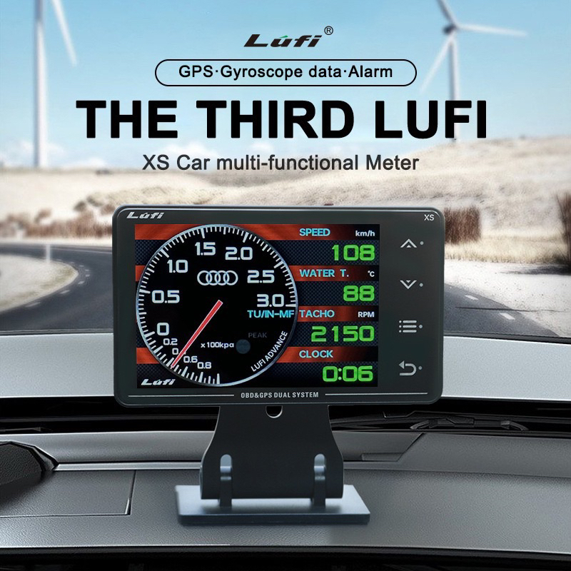 現貨LUFI三代XS汽車改裝儀表OBD2+GPS多功能液晶表 渦輪油溫G值陀螺儀