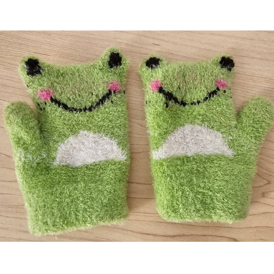 二手 綠色海馬毛 嬰幼童手套