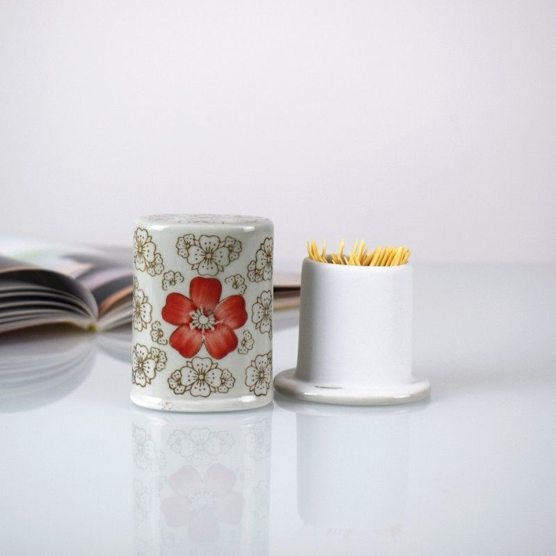 陶瓷牙籤筒復古日式彩繪牙籤罐牙籤盒家居器皿餐廳牙籤收納用具