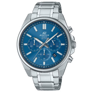 CASIO卡西歐 EDIFICE EFV-650D-2AV 簡約運動風三眼日期顯示腕錶 / 藍面 43.5mm