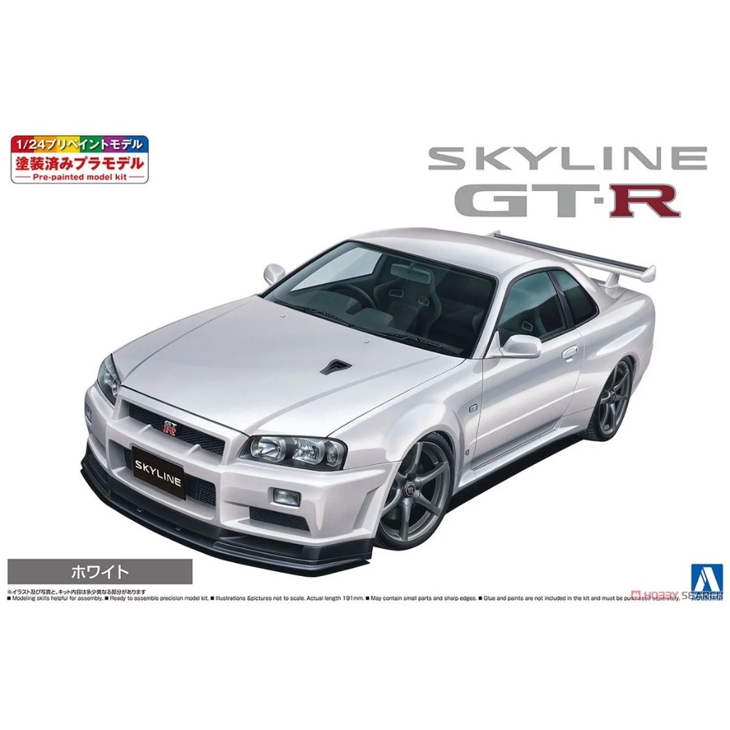 萬年 坤彩 青島 AOSHIMA  GTR R34 spec II 白色 03-B   免上色 組裝模型