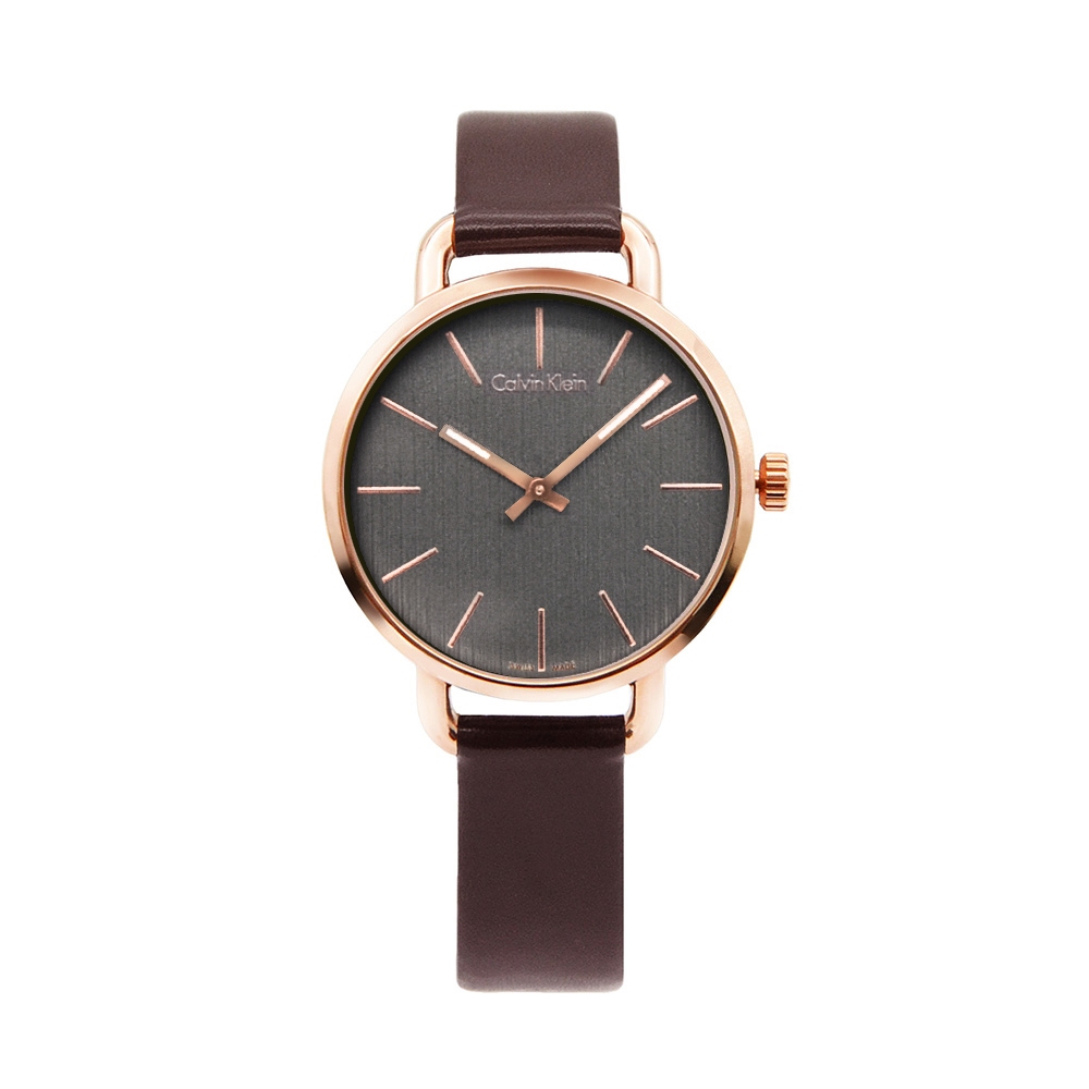 Calvin Klein | CK手錶- CK EVEN系列女錶-木質雅緻岩紋皮革腕錶K7B236G3