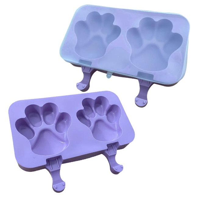 可愛熊掌 粉紫色造型雪糕冰棒矽膠模(2連) 巧克力 蛋糕 糖果 果凍 雪糕 慕絲 奶凍 冰棒 製冰盒 冰淇淋 手工皂