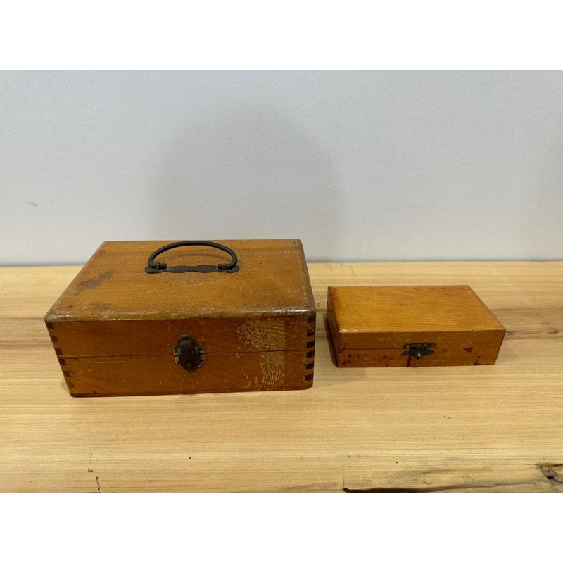 早期  檜木印章收納盒 二件合售