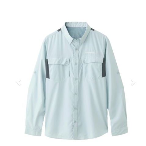 SHIMANO SH-000V 透氣通風設計的休閒風長袖釣魚襯衫 船釣 釣魚襯衫 上衣 舒適涼爽 藍色 特價